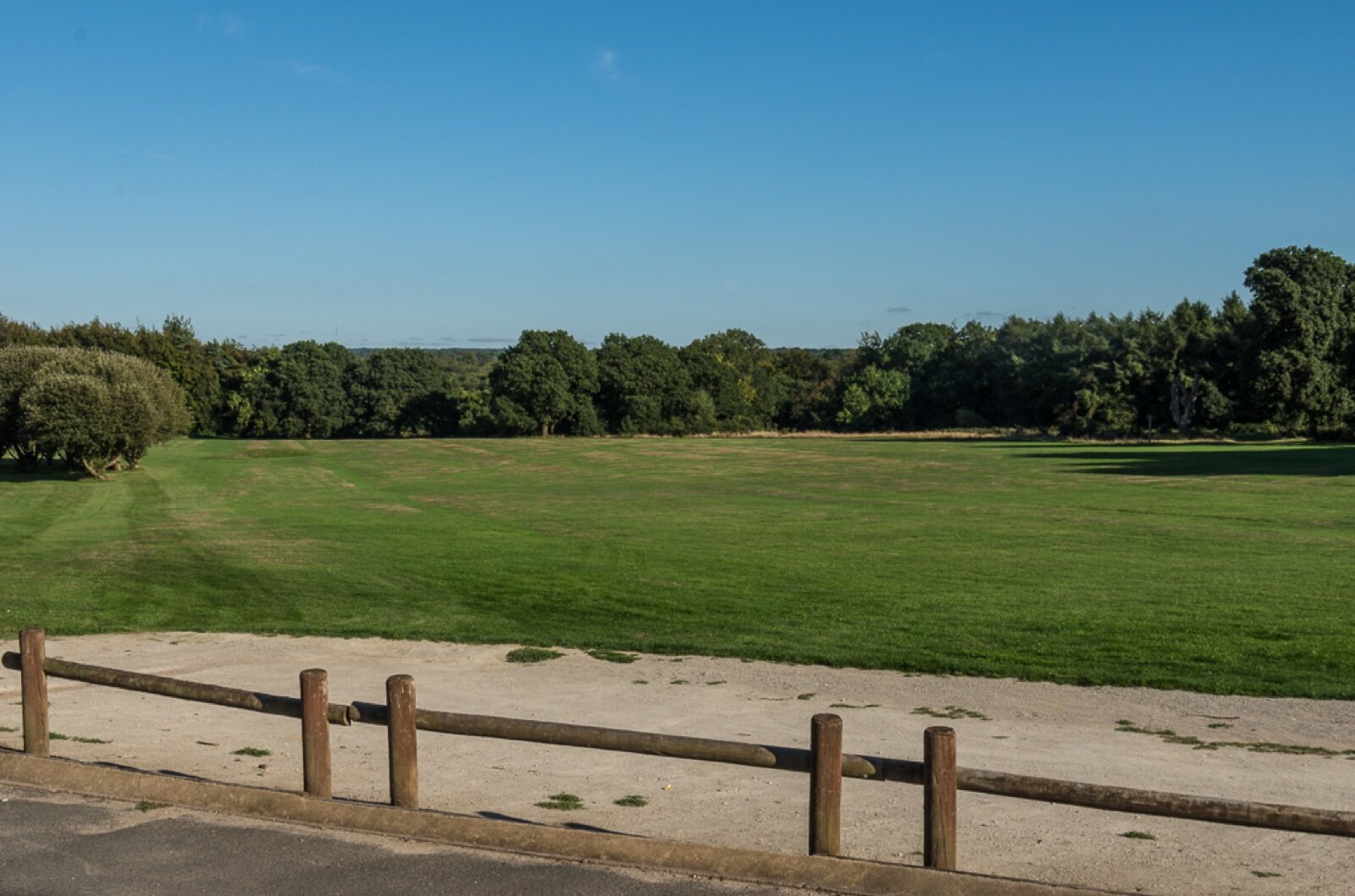 Open fairway and treeline at Lullingstone Park golf course in the Darent Valley, Kent